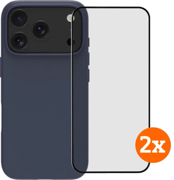 BlueBuilt Protective Back Cover met MagSafe iPhone 17 Pro Blue + Screenprotector Duo Pack