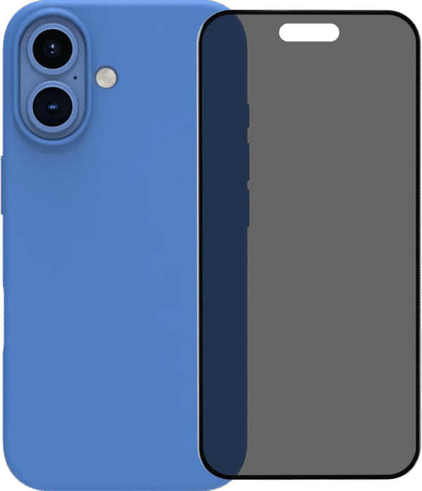 BlueBuilt Back Cover iPhone 16 Blauw + Privacy Filter Screenprotector Glas