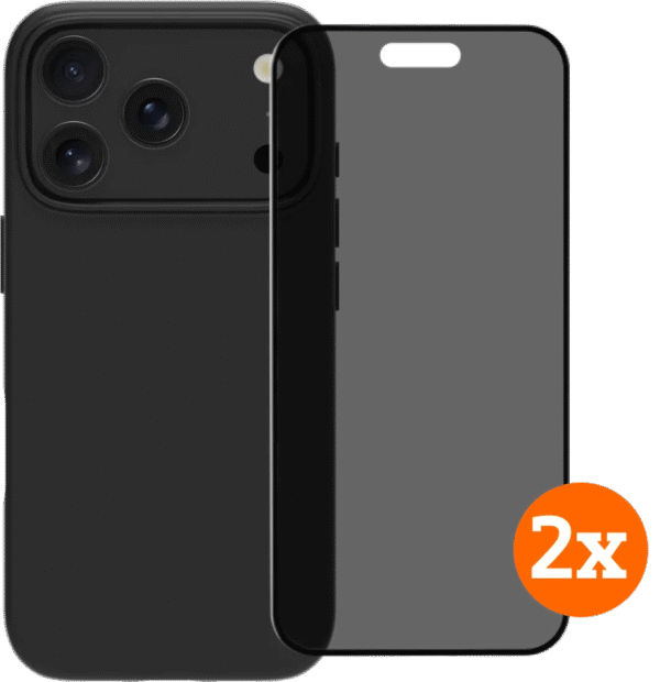 BlueBuilt Protective Cover MagSafe iPhone 17 Pro Black + Privacy Screenprotector Duo Pack