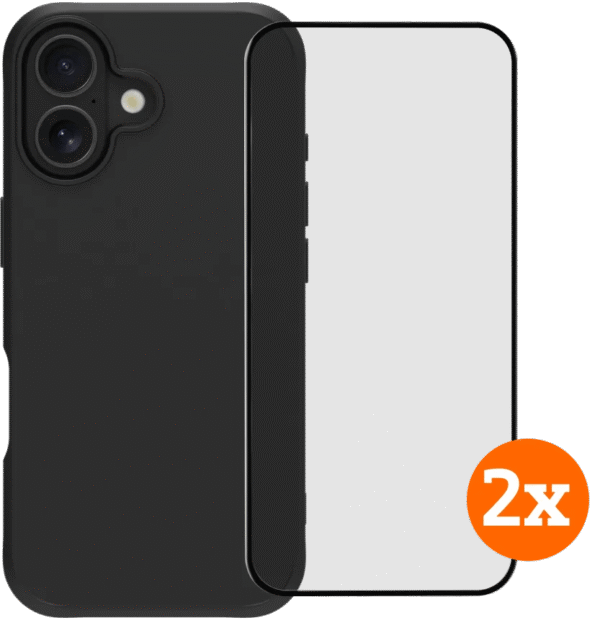 BlueBuilt Protective Back Cover iPhone 17 Zwart + Screenprotector Glas Duo Pack