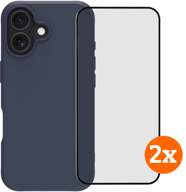 BlueBuilt Protective Back Cover iPhone 17 Blauw + Screenprotector Glas Duo Pack