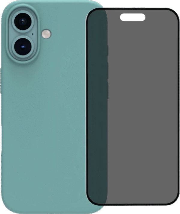 Bluebuilt back cover iphone 16 groen + privacy filter screenprotector glas