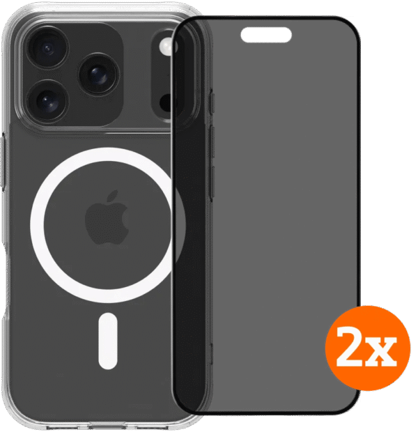 BlueBuilt Protective Back Cover MagSafe iPhone 17 Pro + Privacy Screenprotector Duo Pack