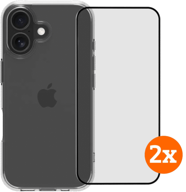 BlueBuilt Protective Back Cover iPhone 17 Transparant + Screenprotector Glas Duo Pack