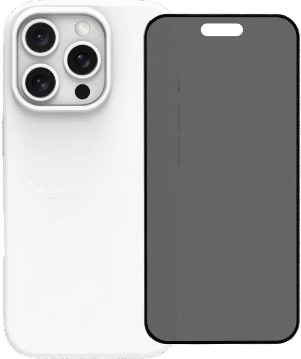 BlueBuilt Back Cover iPhone 16 Pro Wit + Privacy Filter Screenprotector Glas