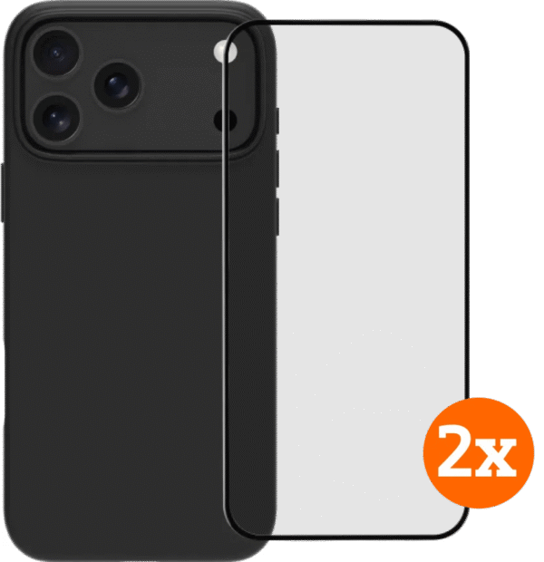 BlueBuilt Back Cover iPhone 17 Pro Max Zwart + Screenprotector Duo Pack