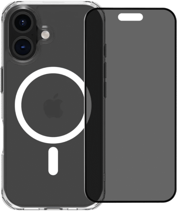 BlueBuilt Protective Cover met MagSafe iPhone 16 Transparant + Privacy Screenprotector