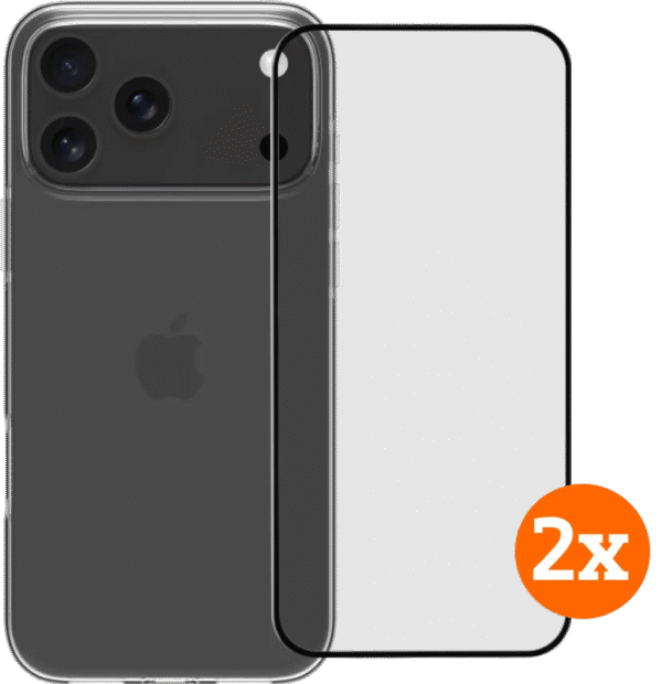 BlueBuilt Back Cover iPhone 17 Pro Max Transparant + Screenprotector Duo Pack