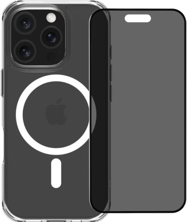 BlueBuilt Protective Back Cover met MagSafe iPhone 16 Pro + Privacy Screenprotector Glas