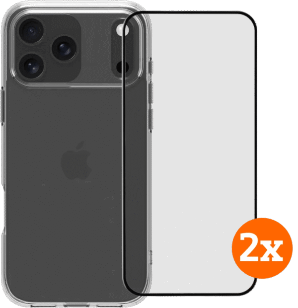 BlueBuilt Protective Back Cover iPhone 17 Pro Max Transparant + Screenprotector Duo Pack