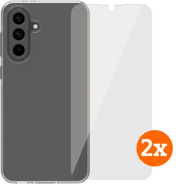 BlueBuilt Samsung Galaxy A56 Back Cover Transparant + Screenprotector Glas Duo Pack