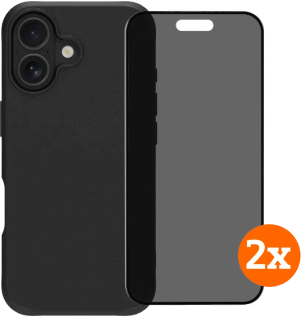 BlueBuilt Protective Back Cover iPhone 17 Zwart + Privacy Filter Screenprotector Duo Pack
