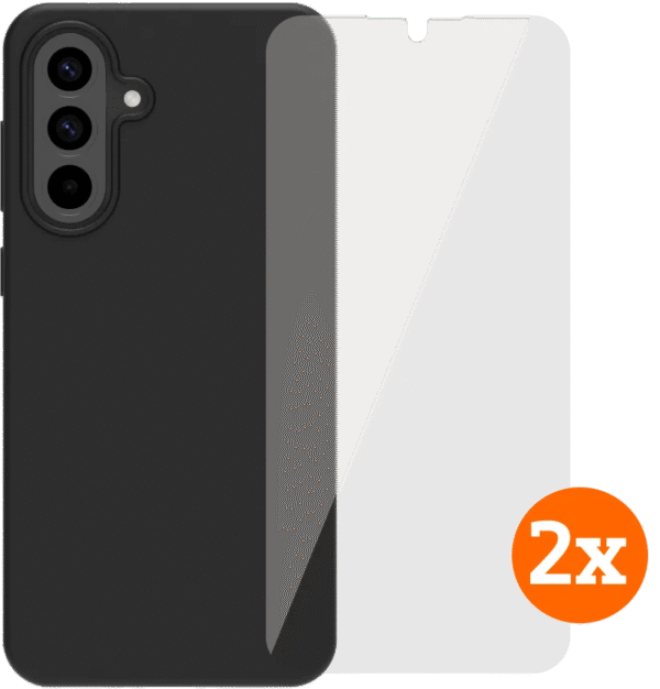 BlueBuilt Samsung Galaxy A56 Back Cover Zwart + Screenprotector Glas Duo Pack