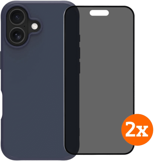 BlueBuilt Protective Back Cover iPhone 17 Blauw + Privacy Filter Screenprotector Duo Pack