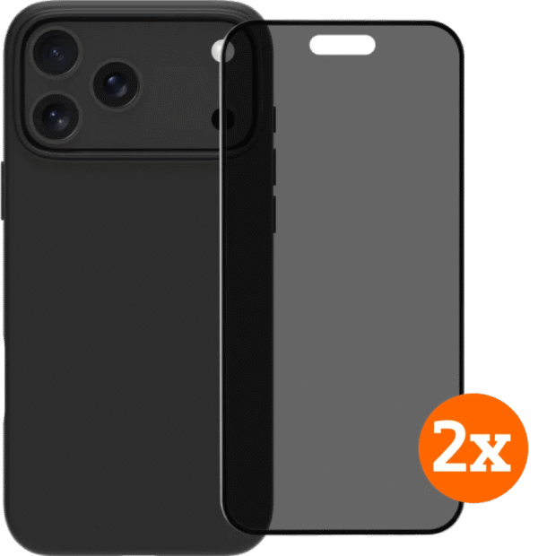 BlueBuilt Back Cover iPhone 17 Pro Max Zwart + Privacy Filter Screenprotector Duo Pack
