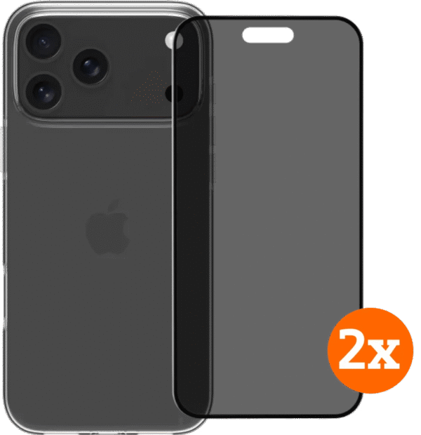 BlueBuilt Back Cover iPhone 17 Pro Max Transparant + Privacy Screenprotector Duo Pack