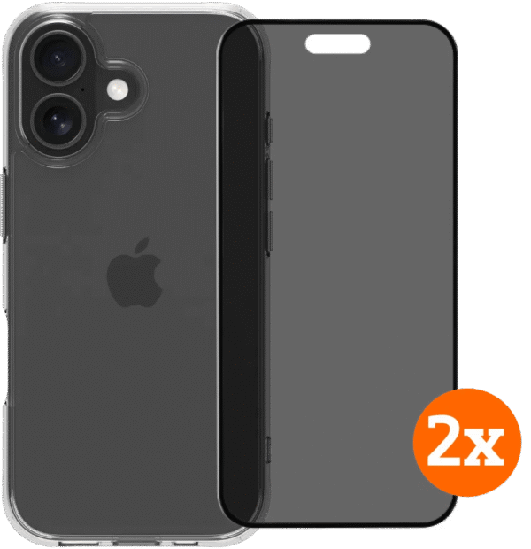 BlueBuilt Protective Back Cover iPhone 17 Transparant + Privacy Screenprotector Duo Pack