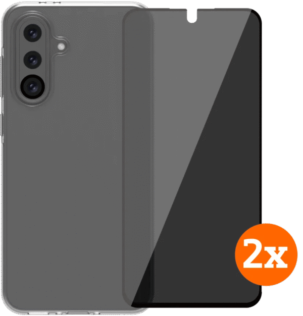 BlueBuilt Samsung Galaxy A36 Back Cover Transparant + Privacy Screenprotector Duo Pack