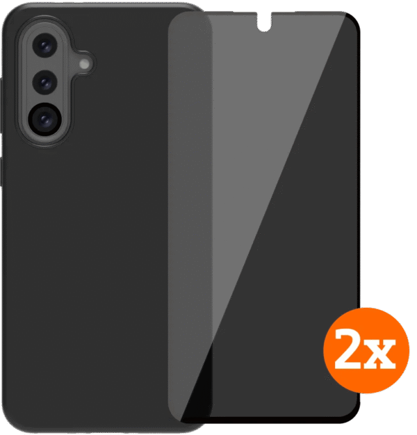 BlueBuilt Samsung Galaxy A36 Back Cover Zwart + Privacy Filter Screenprotector Duo Pack