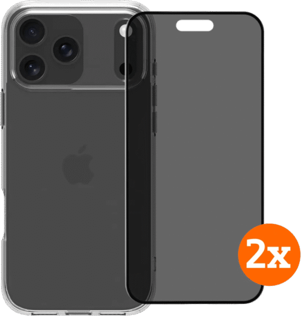 BlueBuilt Protective Cover iPhone 17 Pro Max Transparant + Privacy Protector Duo Pack