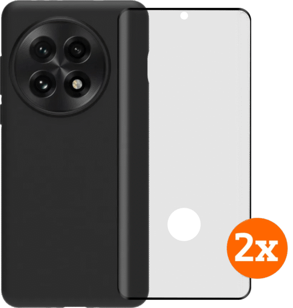 BlueBuilt Back Cover OnePlus 13 Zwart + Screenprotector Glas Duo Pack