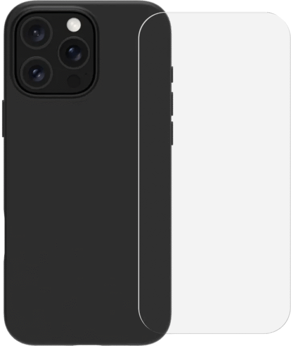 BlueBuilt Back Cover iPhone 16 Pro Max Zwart + Screenprotector Glas