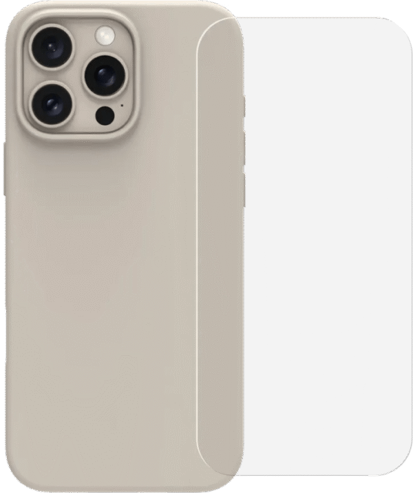 BlueBuilt Back Cover iPhone 16 Pro Max Beige + Screenprotector Glas