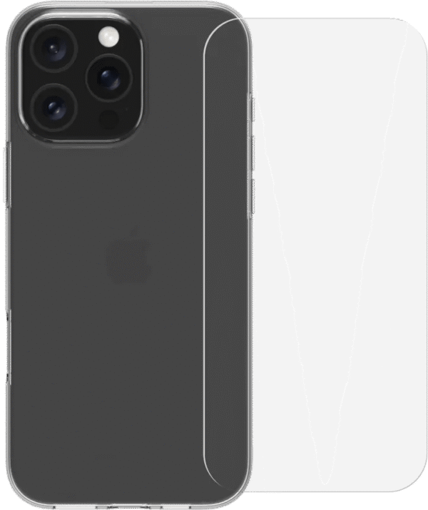 BlueBuilt Back Cover iPhone 16 Pro Max Transparant + Screenprotector Glas