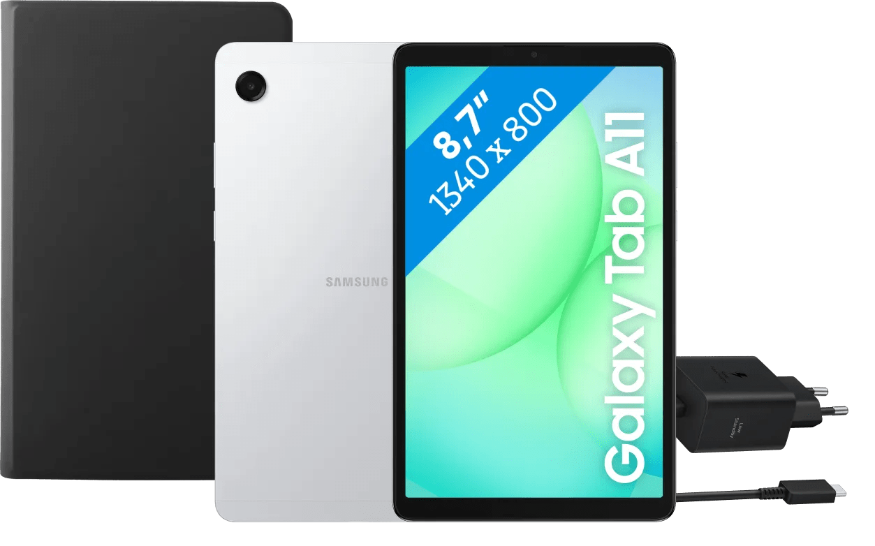 Samsung galaxy tab a11 8,7 inch 128gb wifi zilver + basis accessoirepakket 1 Samsung galaxy tab a11 8